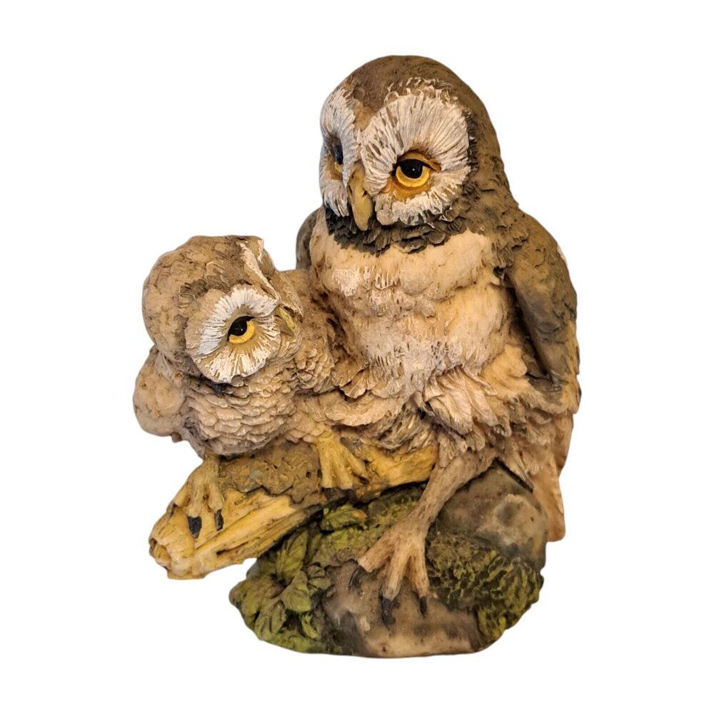 Vintage Owls On The Branch Figurine Birds Decorative Accent 4 Inch